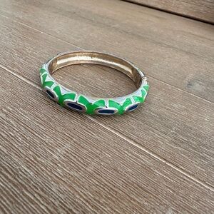 Green and Silver Bangle Bracelet